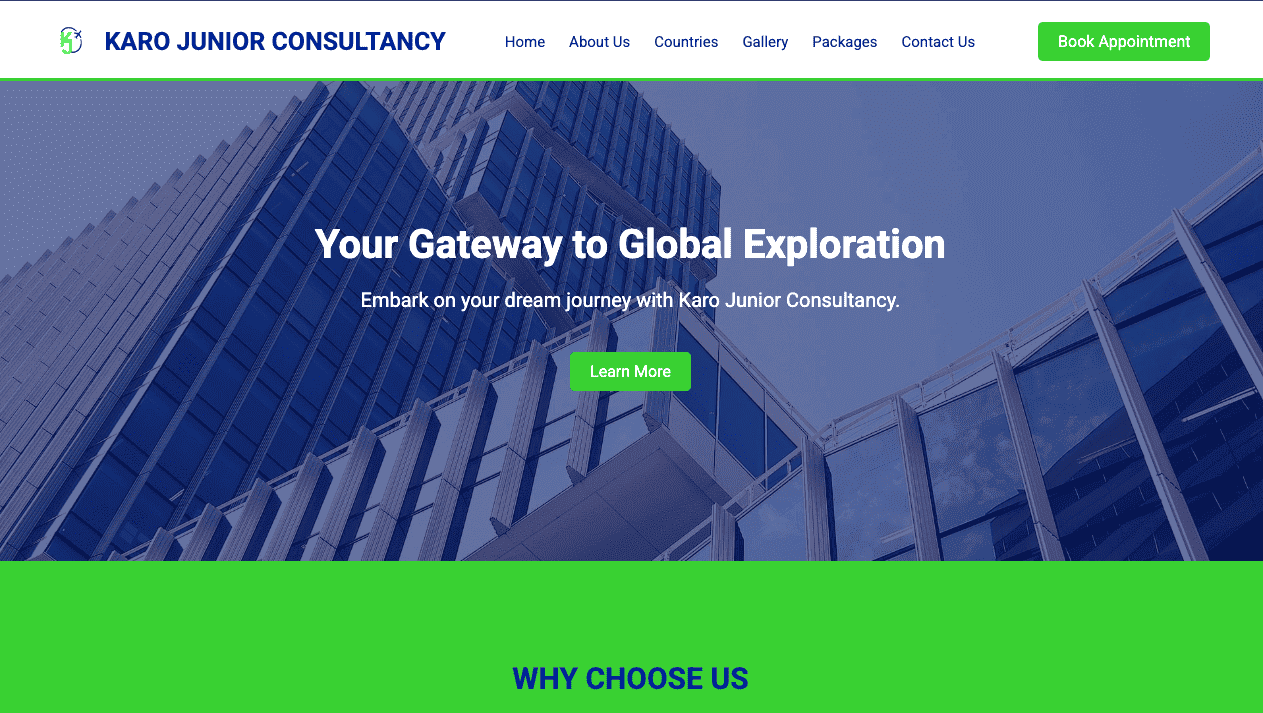 Kj Travel Agency Website Screenshot