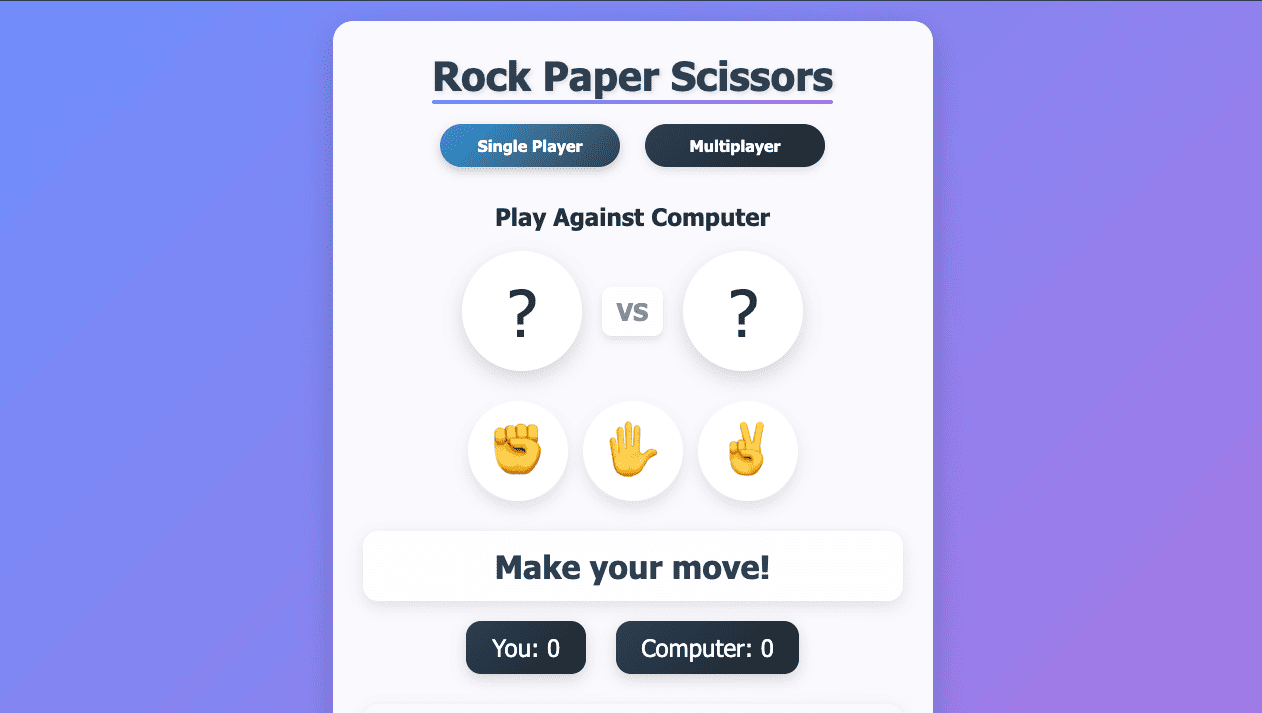 Rock Paper Scissors Website Screenshot