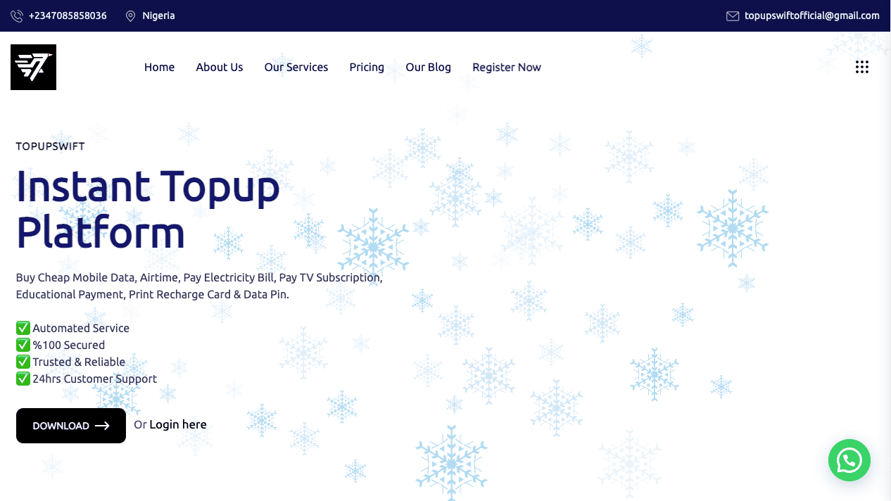 TopUpSwift Website Screenshot